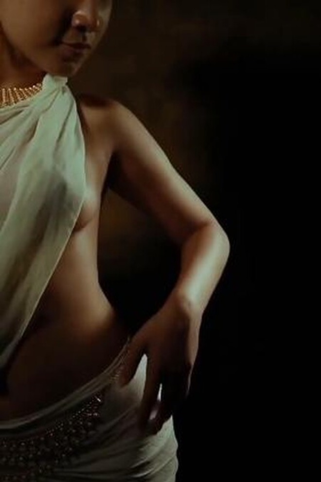Dusky Model Topless Saree Video Shoot