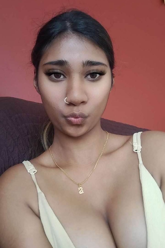 Girl with a Nosering Showing Boobs & Pussy Closeup